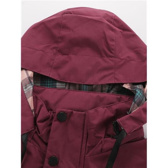 NWT Men's Burgundy Plaid Lined Hooded Jacket | Windbreaker Coat - Picture 5 of 10